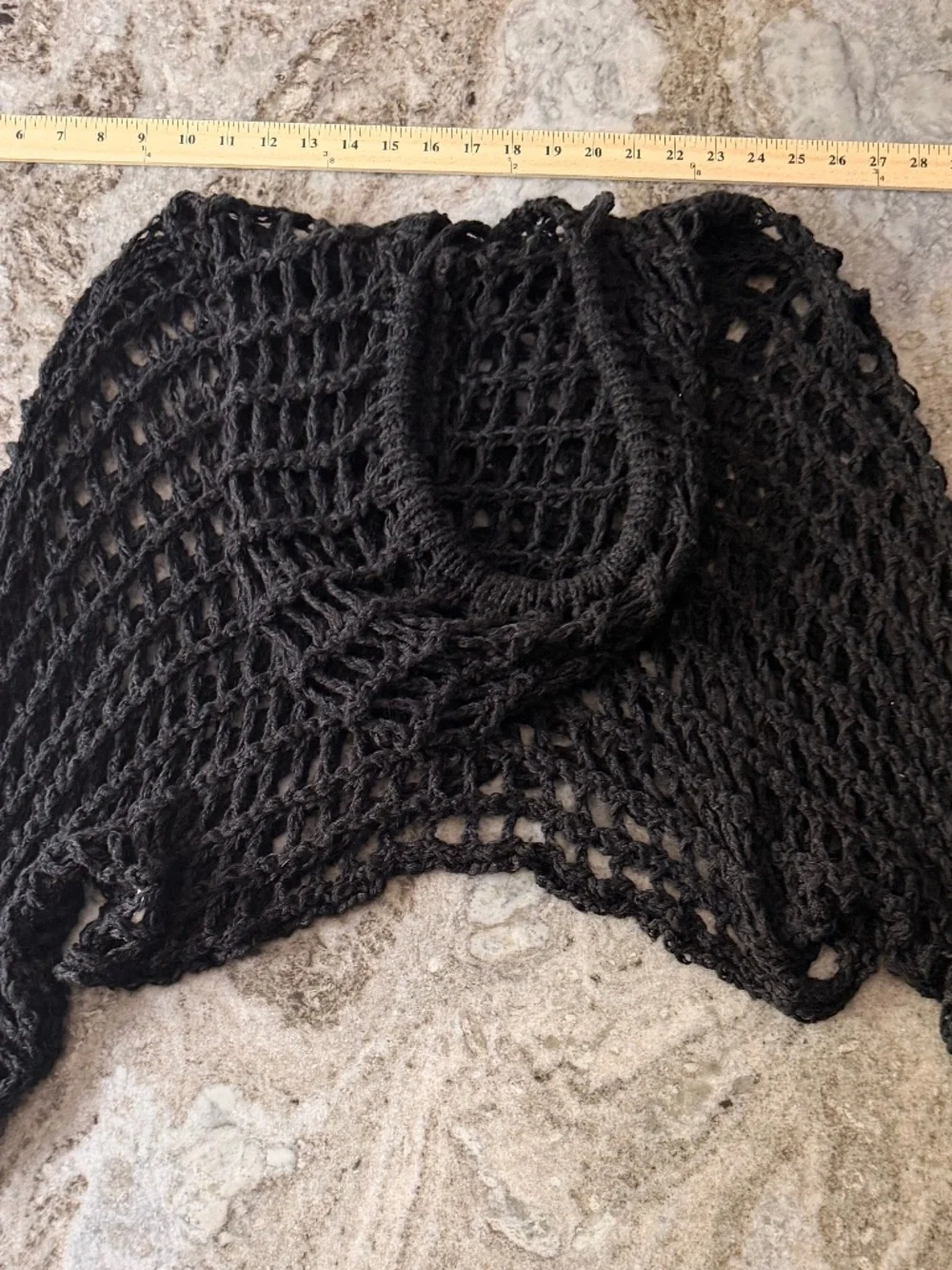 Black Boho Beach Crochet Sweater with hoodie - One Size